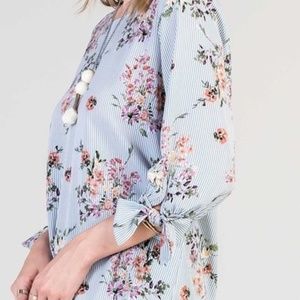 Les Amis Floral and Striped Top